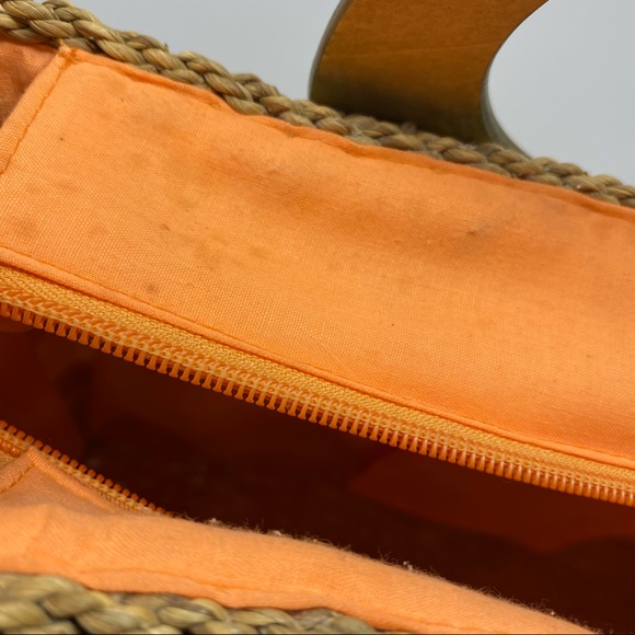 Cappelli Orange Straw Woven Bag With Wooden Handles HOST PICK!!!! - Picture 8 of 11